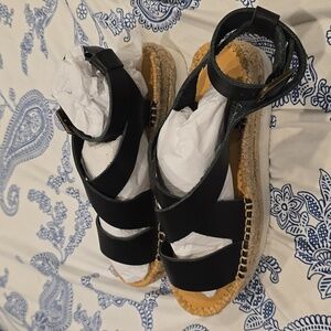 Soludos Black Wedge Sandals